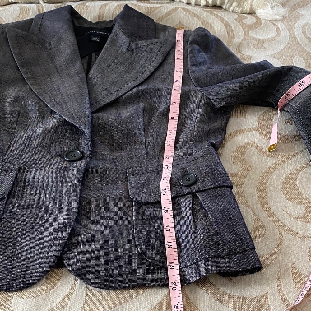 Banana Republic Petite 4P Structured Blazer Charcoal Gray Tailored Work Office - Picture 9 of 10